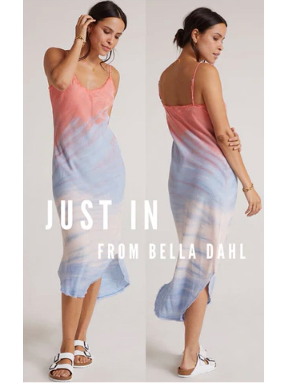 Bella Dahl Frayed Cami Slip Dress Tie Dye Midi Tencel XS
